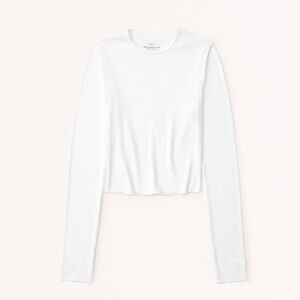 Abercrombie Long-Sleeve Featherweight Rib Cropped Crew Top